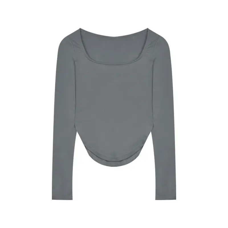 Women's U-Neck Long Sleeve T-Shirt Brown