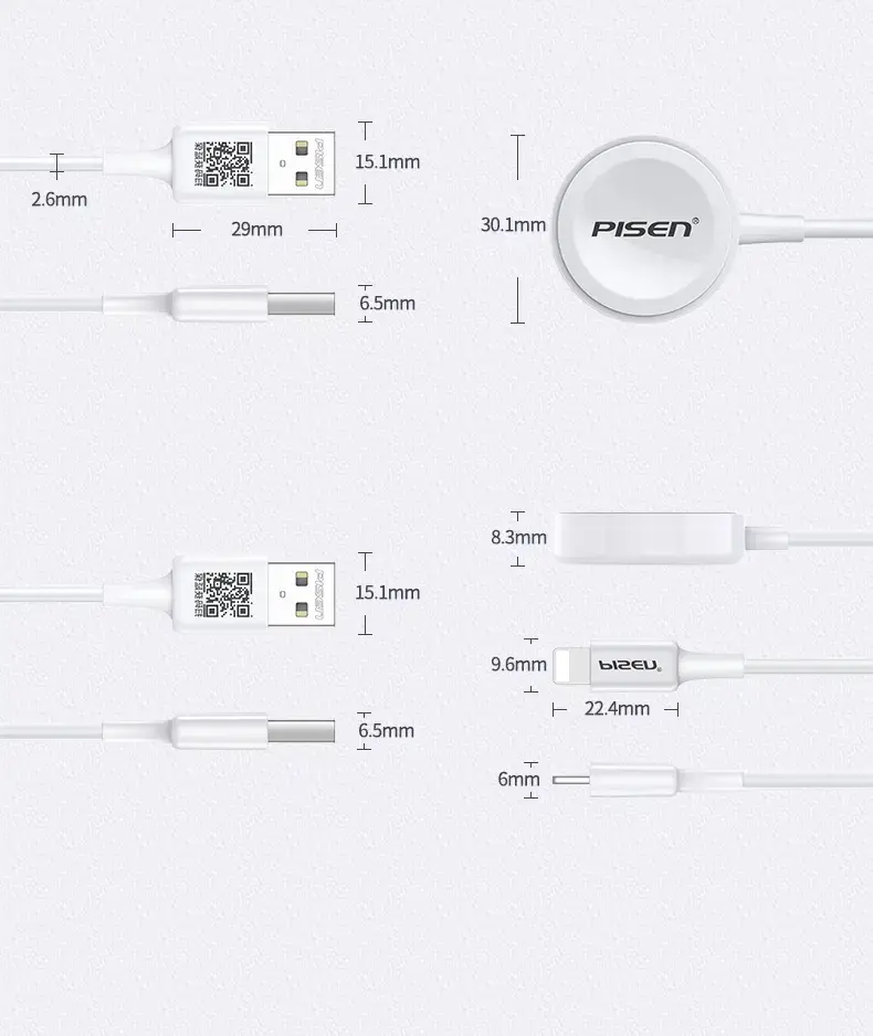 Pinsheng iWatch Wireless Charger Apple Watch S9/2/3/4/8 Fast Charging Two-In-One — feature 13