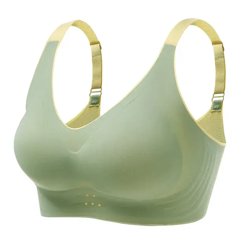 Women's Green Push-Up Seamless Yoga Bra Large