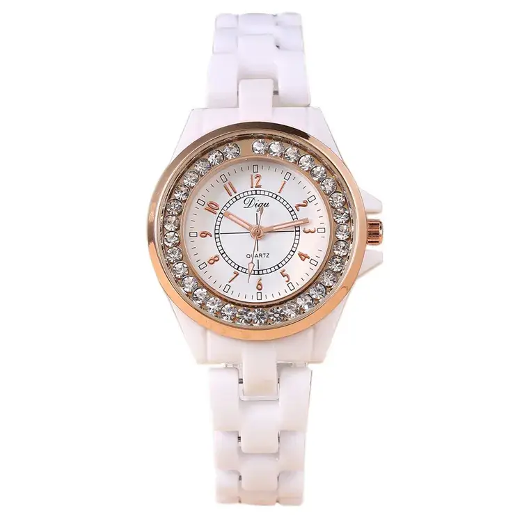 Classic White Ceramic Women's Quartz Watch with Crystal Dial - Image 6