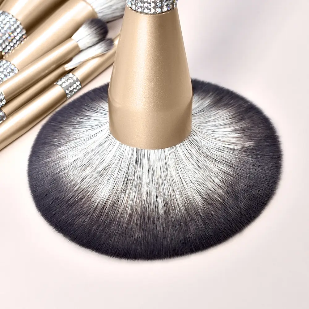 12 Champagne Gold Makeup Brushes Set for Women - Image 11