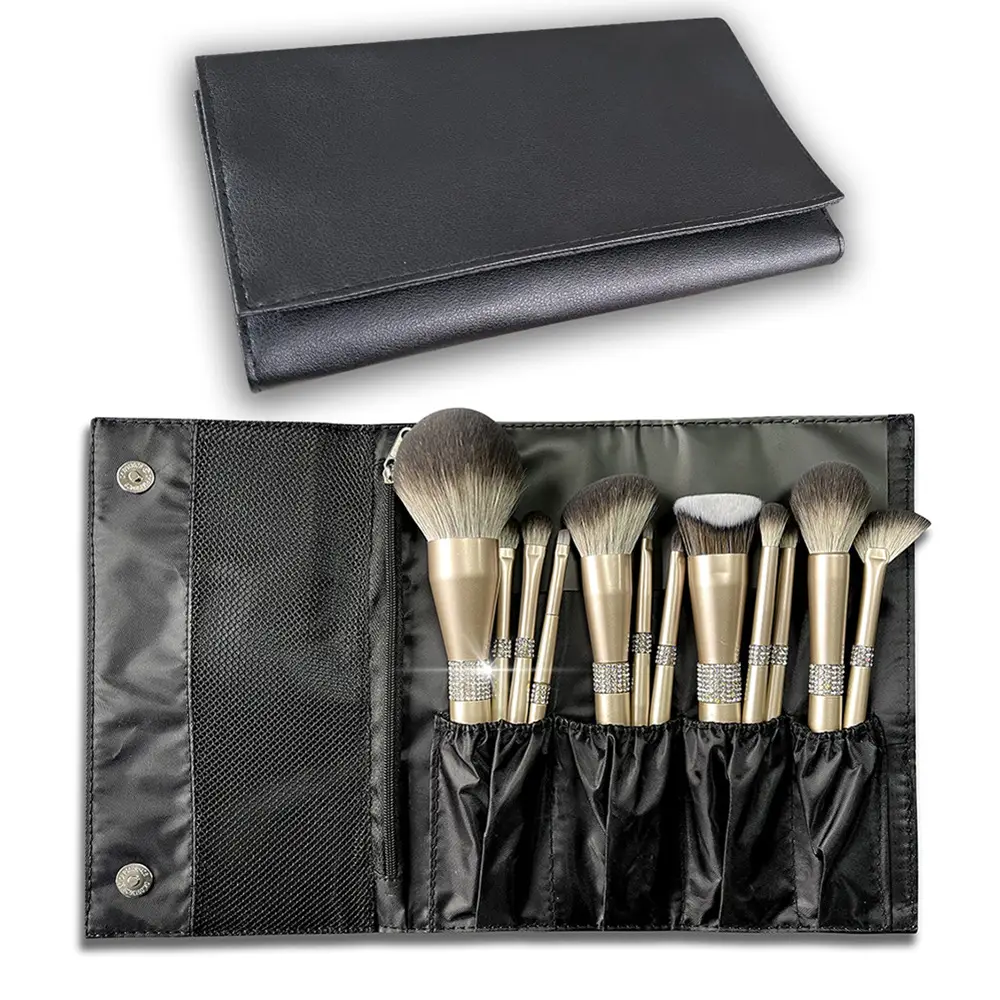 12 Champagne Gold Makeup Brushes Set for Women - Image 12