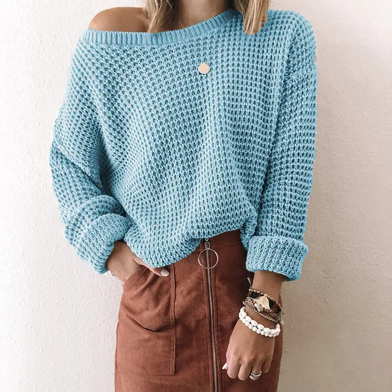 2024 Women's Knitted Long Sleeve Sweater with Loose Collar - Image 4
