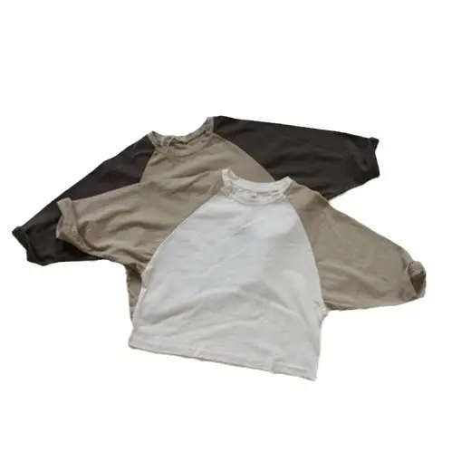 Spring Girls Korean Style Loose T-Shirt Pants Set Brown Cream - Image 7