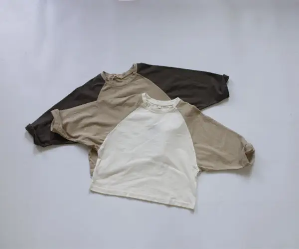 Spring Girls Korean Style Loose T-Shirt Pants Set Brown Cream — feature 5