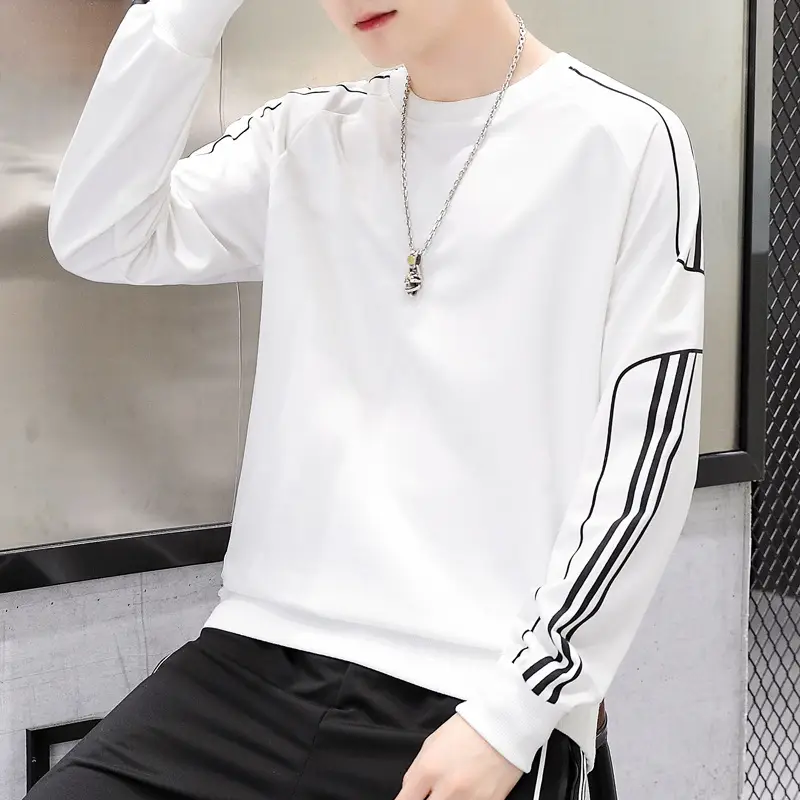 Men's Yellow Sweatshirt Round Neck Long Sleeve Casual Top - Image 2