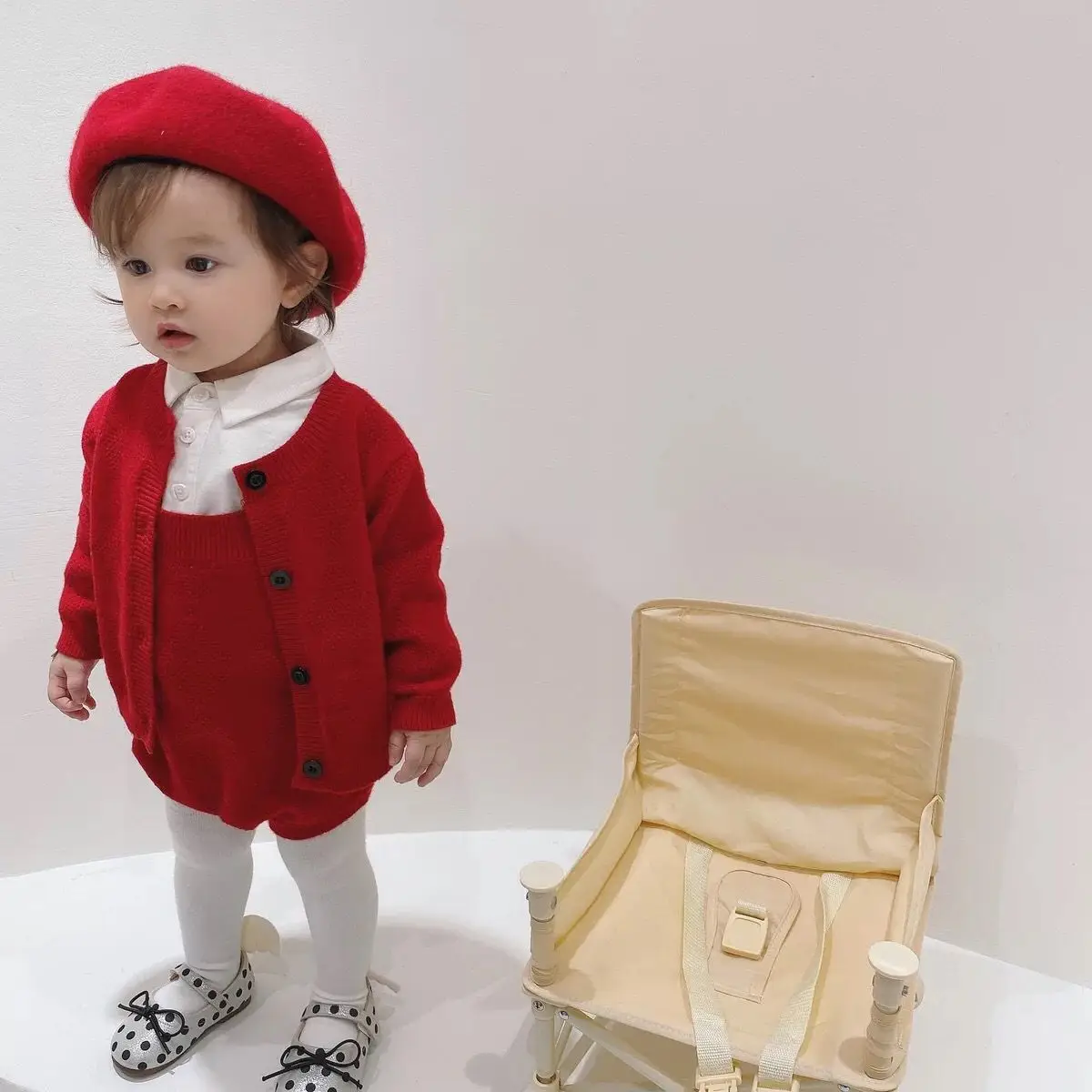 Red Knitted Strap Bag for Baby Girls One Year