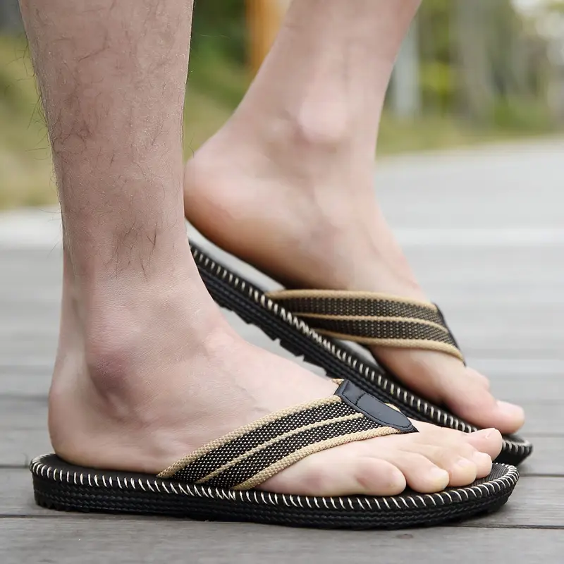 Orange Mesh Flip-Flops for Men Summer Casual Sandals