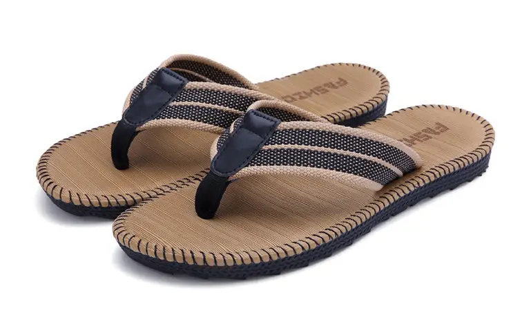 Orange Mesh Flip-Flops for Men Summer Casual Sandals