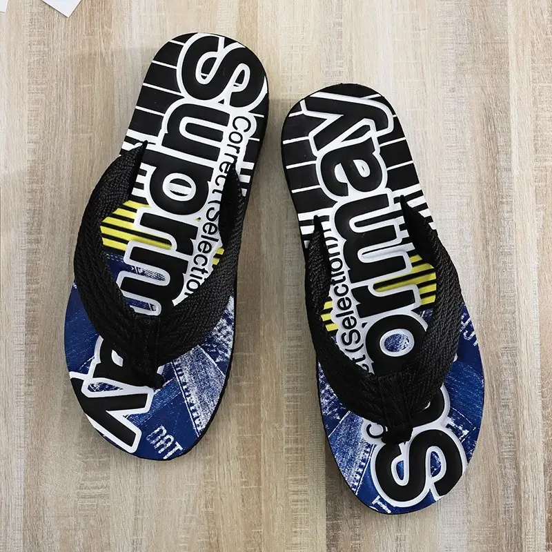 Orange Mesh Flip-Flops for Men Summer Casual Sandals