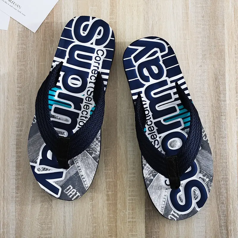 Orange Mesh Flip-Flops for Men Summer Casual Sandals