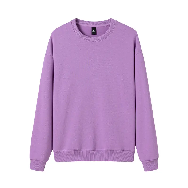 Purple Cotton Round Neck Sweatshirt for Men Women 380g