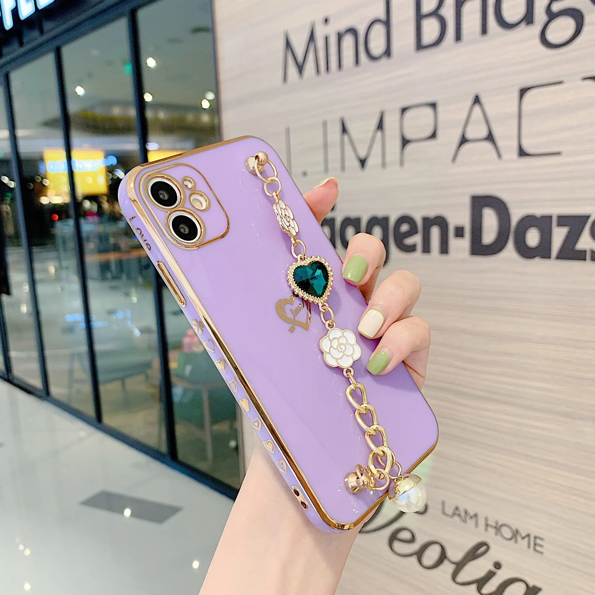 Purple Gold Plated iPhone Case with Love Bracelet - Image 3
