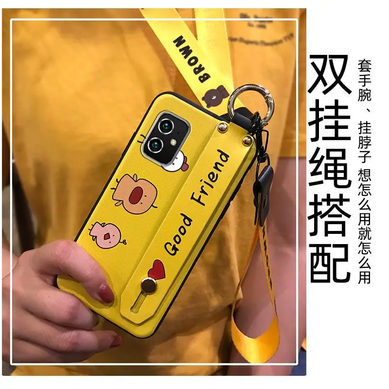 Huawei iPhone Cartoon Protective Case with Wrist Strap
