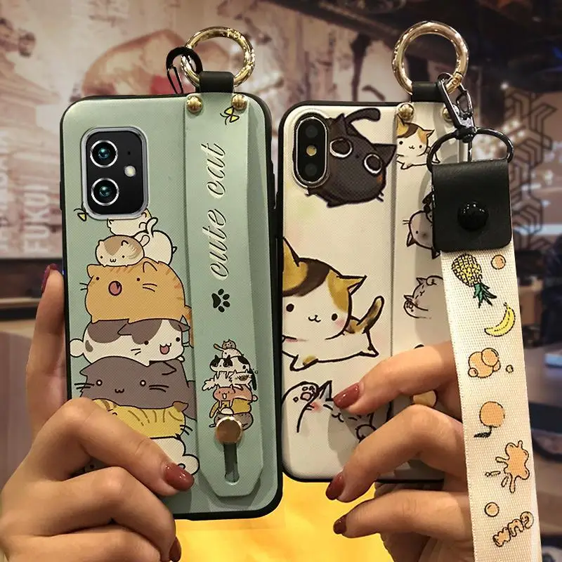 Huawei iPhone Cartoon Protective Case with Wrist Strap