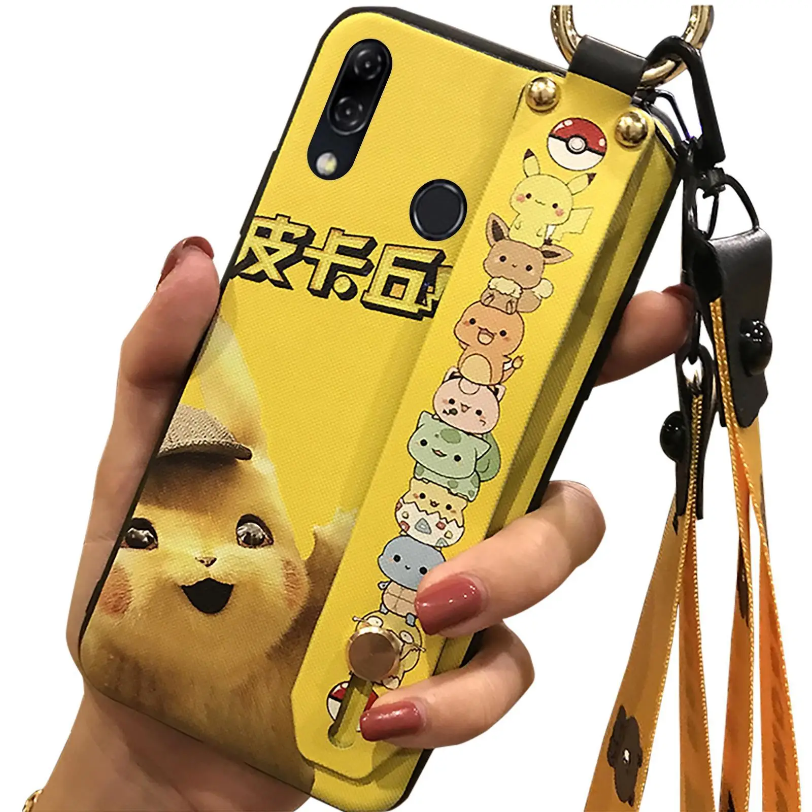 Huawei iPhone Cartoon Protective Case with Wrist Strap