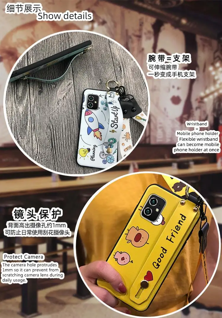 Huawei iPhone Cartoon Protective Case with Wrist Strap — feature 4