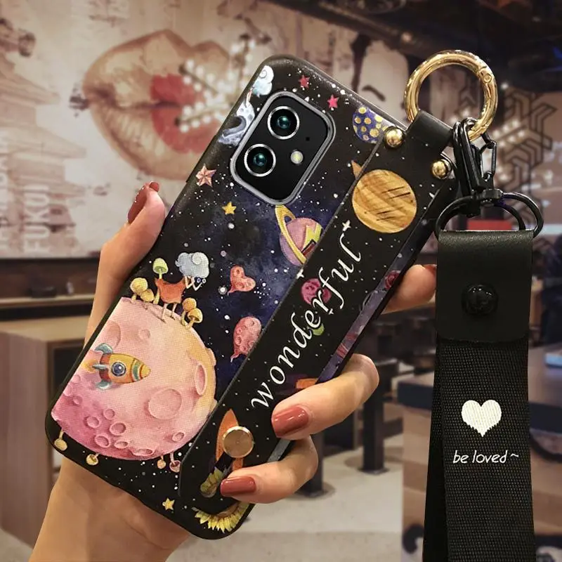 Huawei iPhone Cartoon Protective Case with Wrist Strap