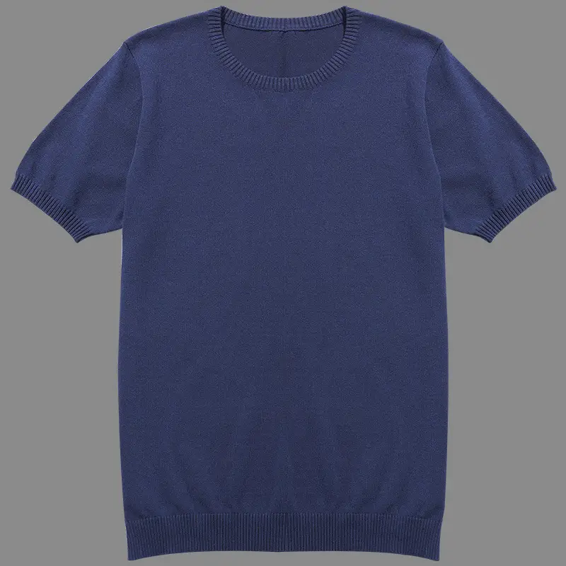 Men V-Neck Knitted T-Shirt Cream Winter Half Sleeve