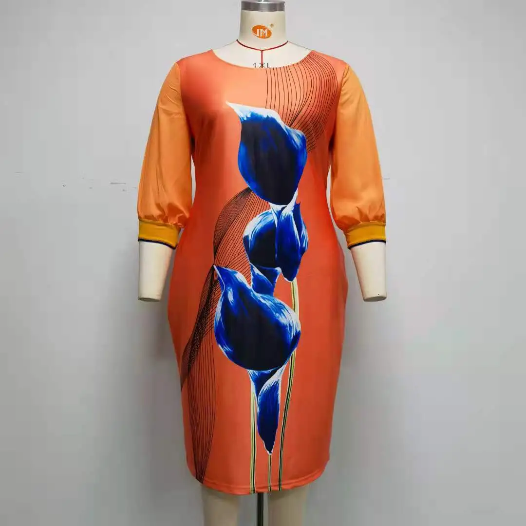 Printed Seven-Sleeve Dress for 6XL Women - Image 5