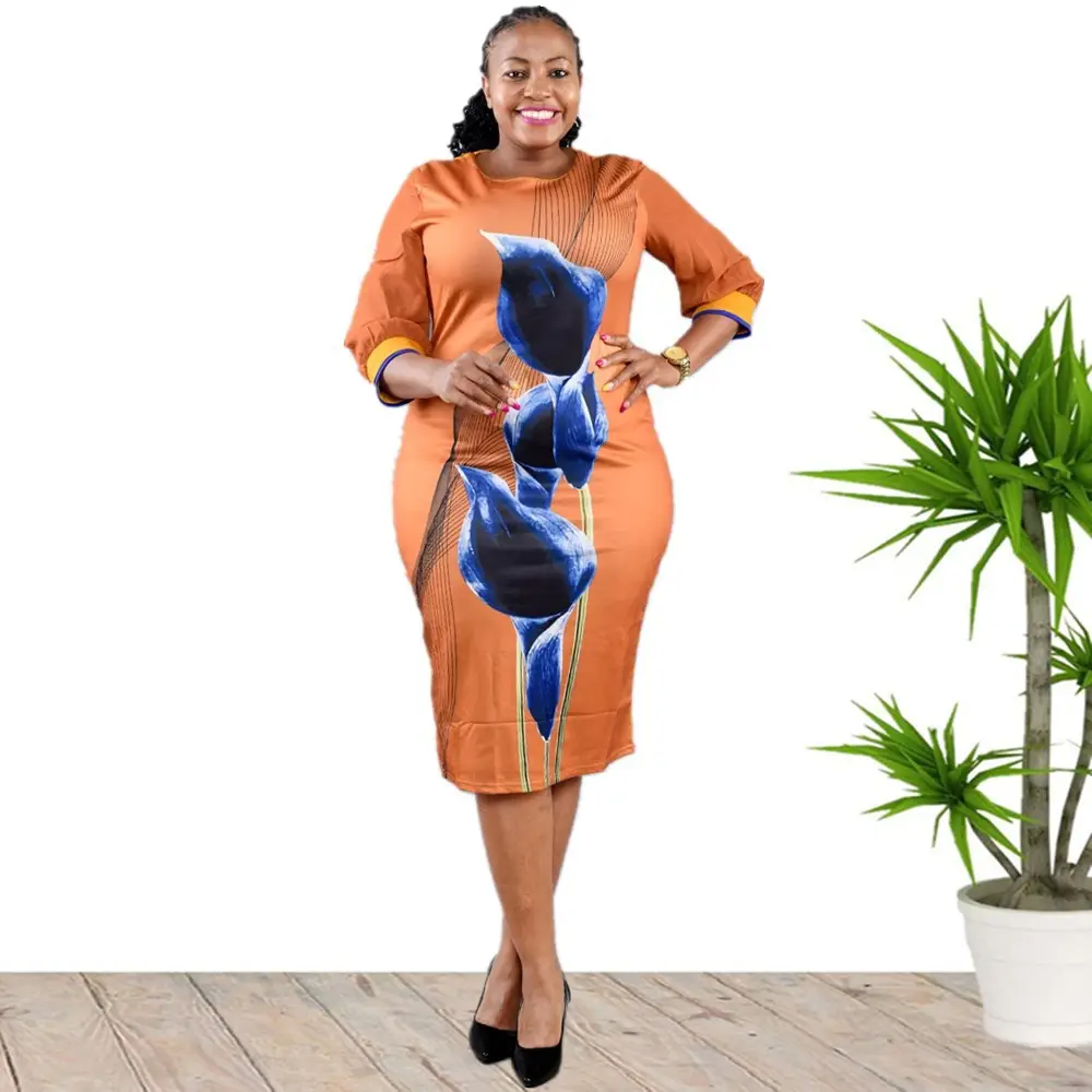 Printed Seven-Sleeve Dress for 6XL Women - Image 3