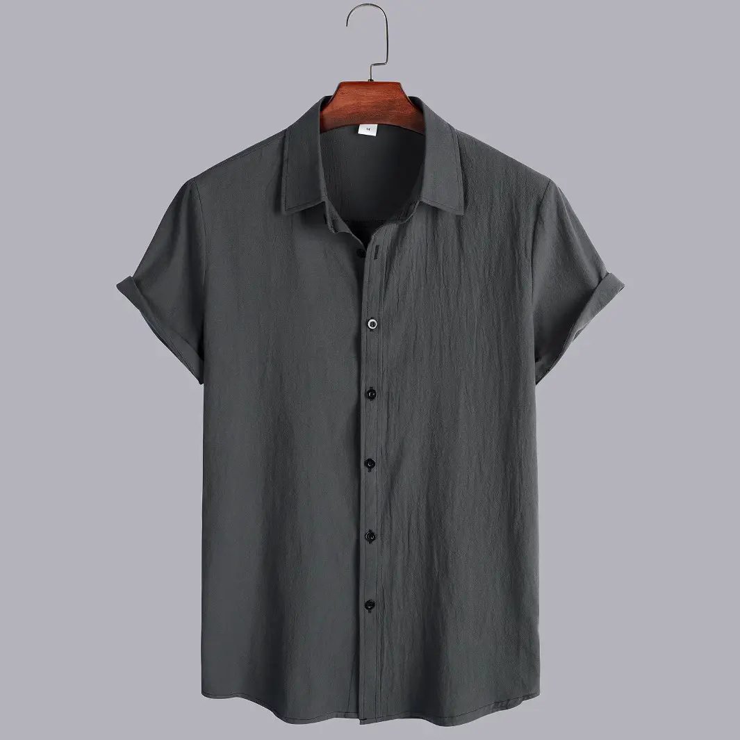 Men's Green Short Sleeve Button Shirt 2021