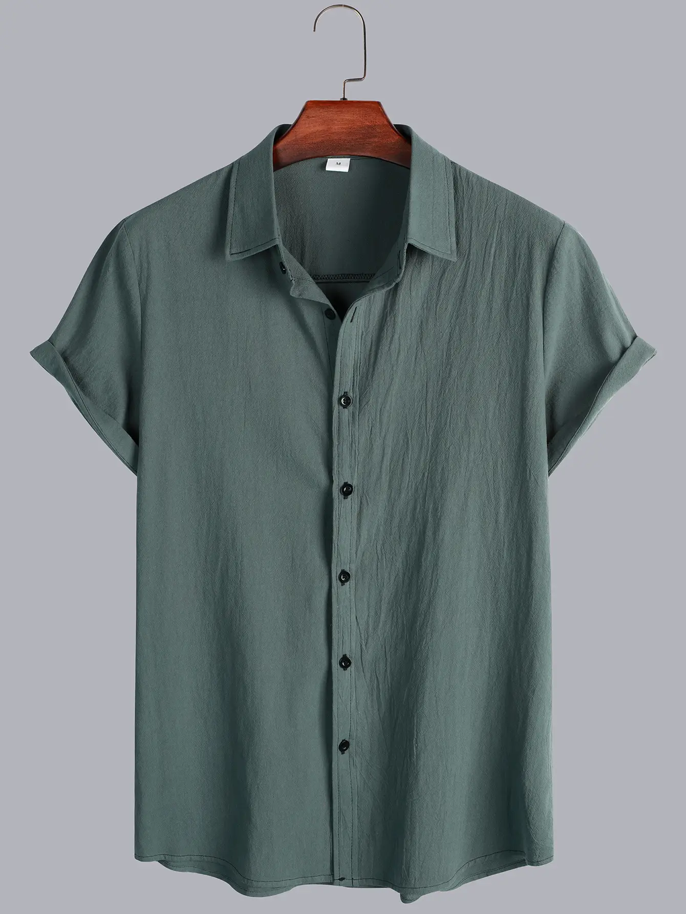 Men's Green Short Sleeve Button Shirt 2021