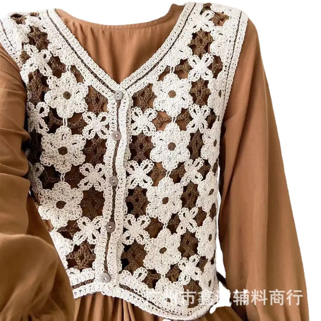 Korean Style Black Knitted Vest with Embroidered Hollow Design - Image 35