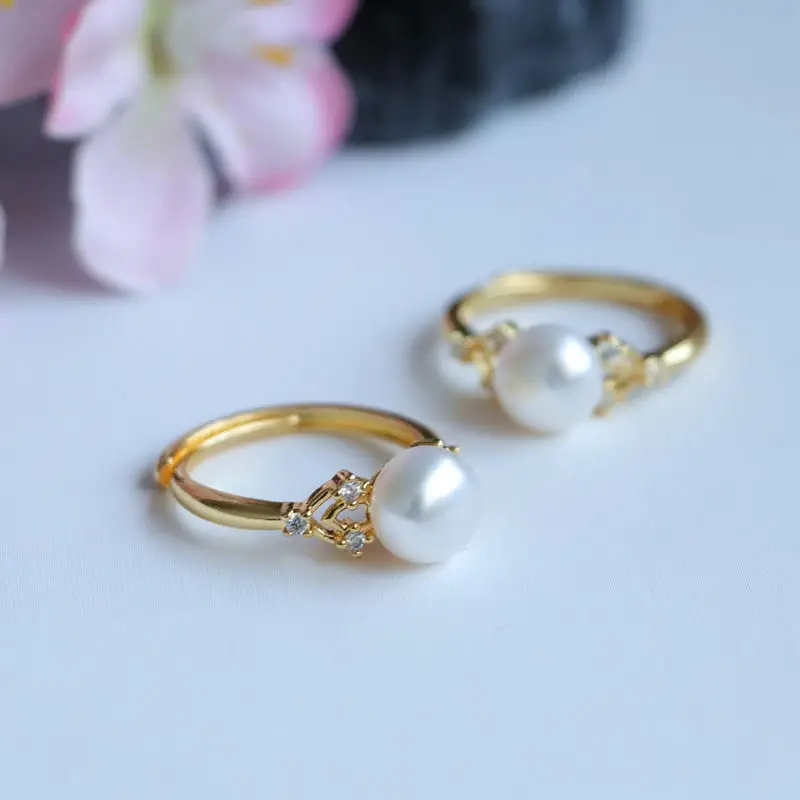 Guan Yu Pearl Ring Gold Plated with Diamond — feature 10