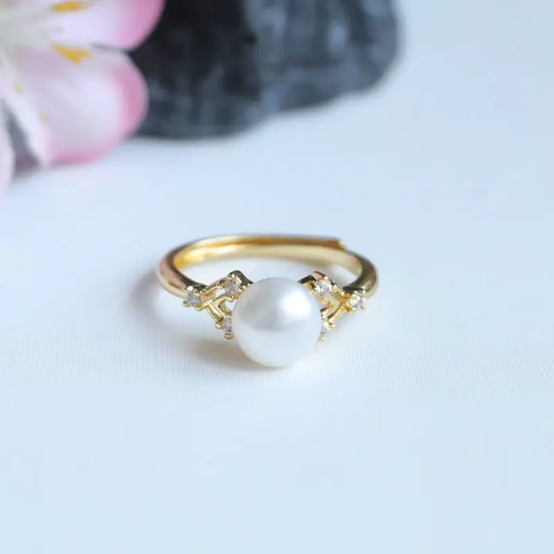 Guan Yu Pearl Ring Gold Plated with Diamond — feature 7