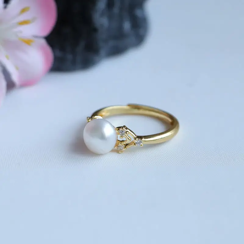 Guan Yu Pearl Ring Gold Plated with Diamond — feature 9