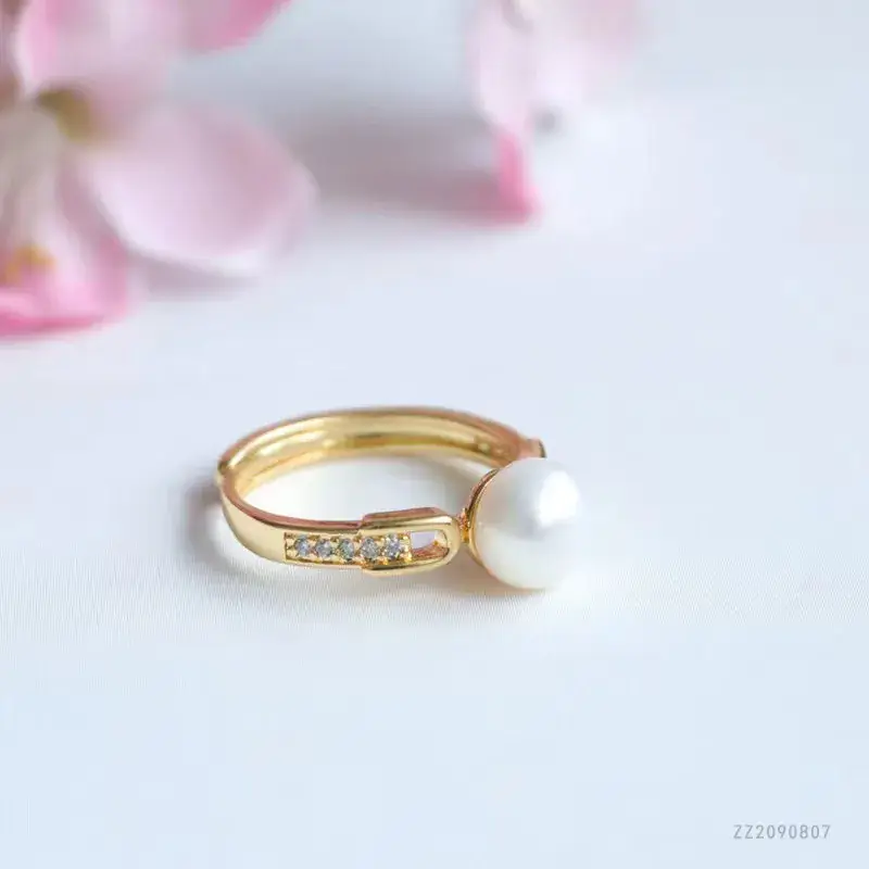 Guan Yu Pearl Ring Gold Plated Natural Freshwater - Image 3