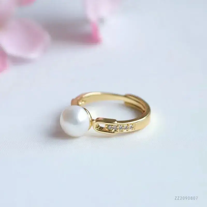 Guan Yu Pearl Ring Gold Plated Natural Freshwater - Image 4