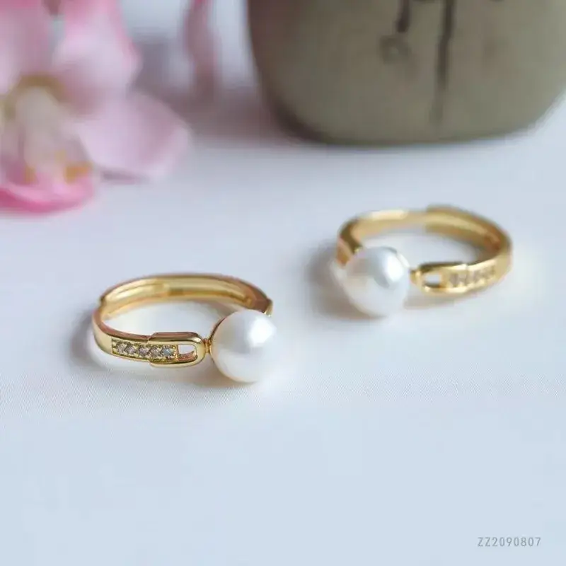 Guan Yu Pearl Ring Gold Plated Natural Freshwater - Image 5