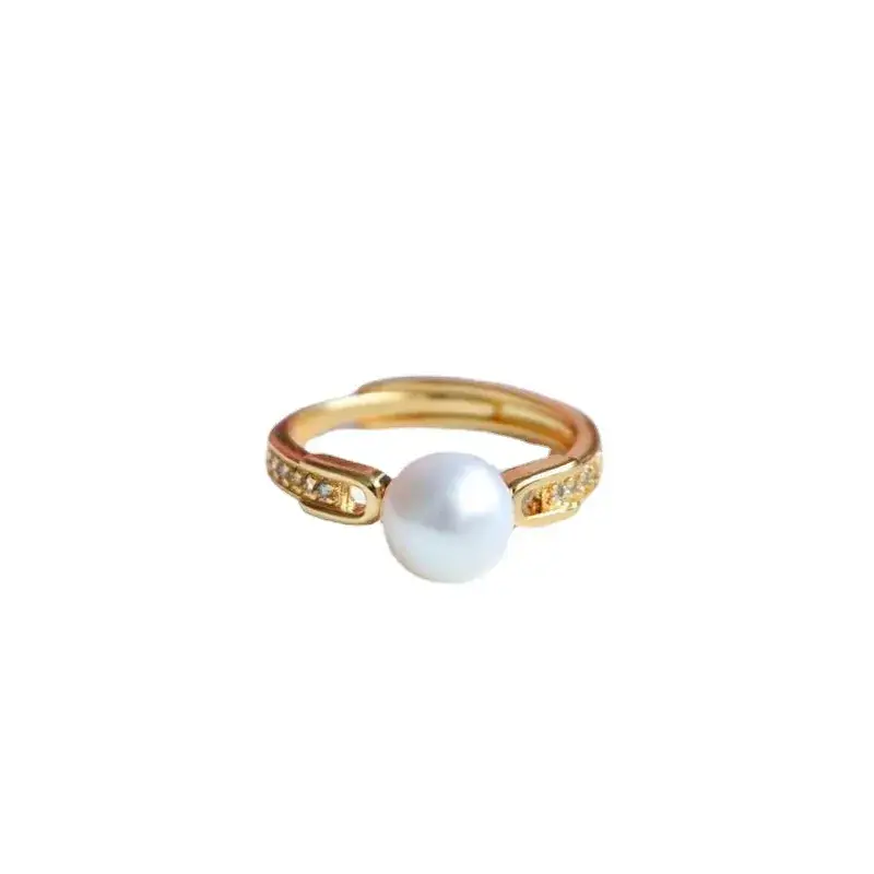 Guan Yu Pearl Ring Gold Plated Natural Freshwater - Image 6