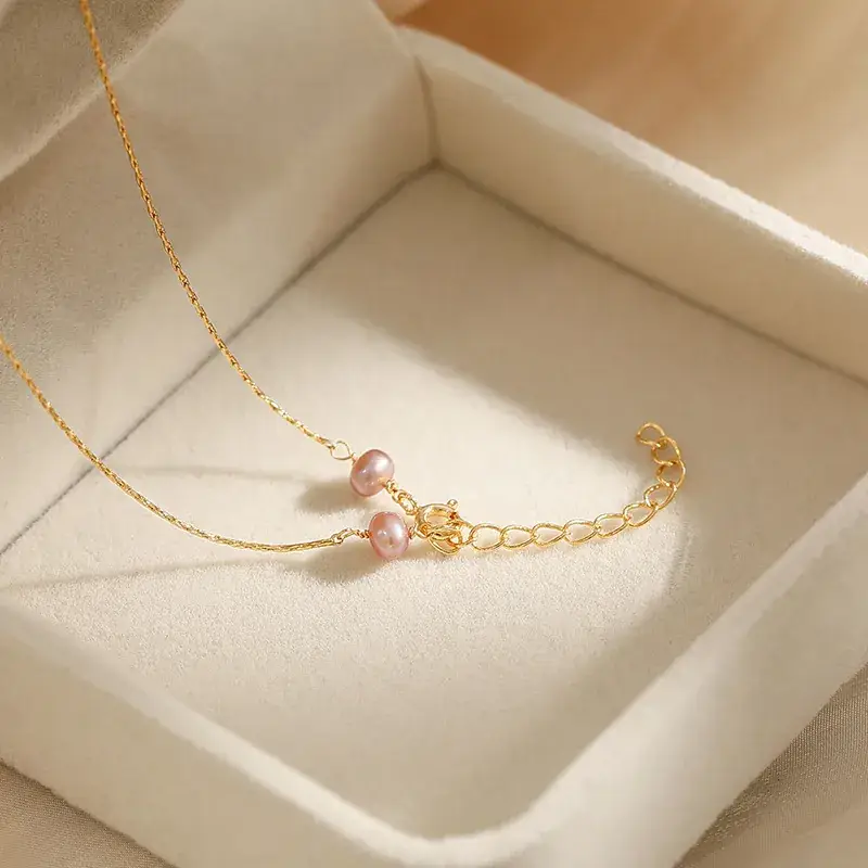 Natural Freshwater Pearl Necklace for Women Gold Beads - Image 3