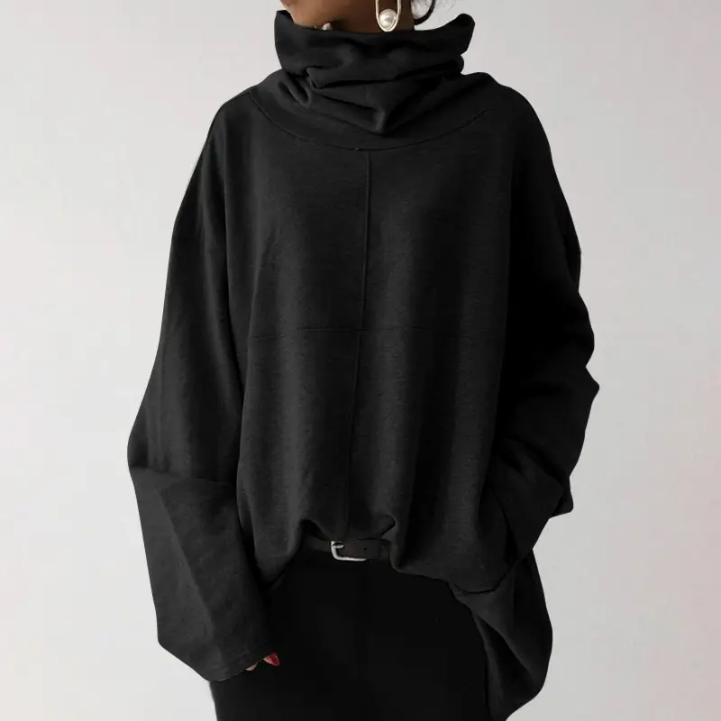 2023 Women Black High Collar Sweatshirt Jacket - Image 8