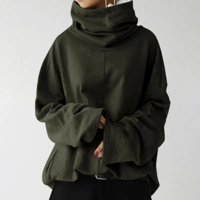 2023 Women Black High Collar Sweatshirt Jacket - Image 2