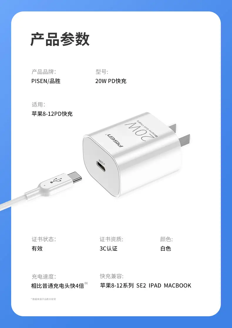 Pinsheng Type-C Wall Charger 20W Super Fast Charging — feature 8