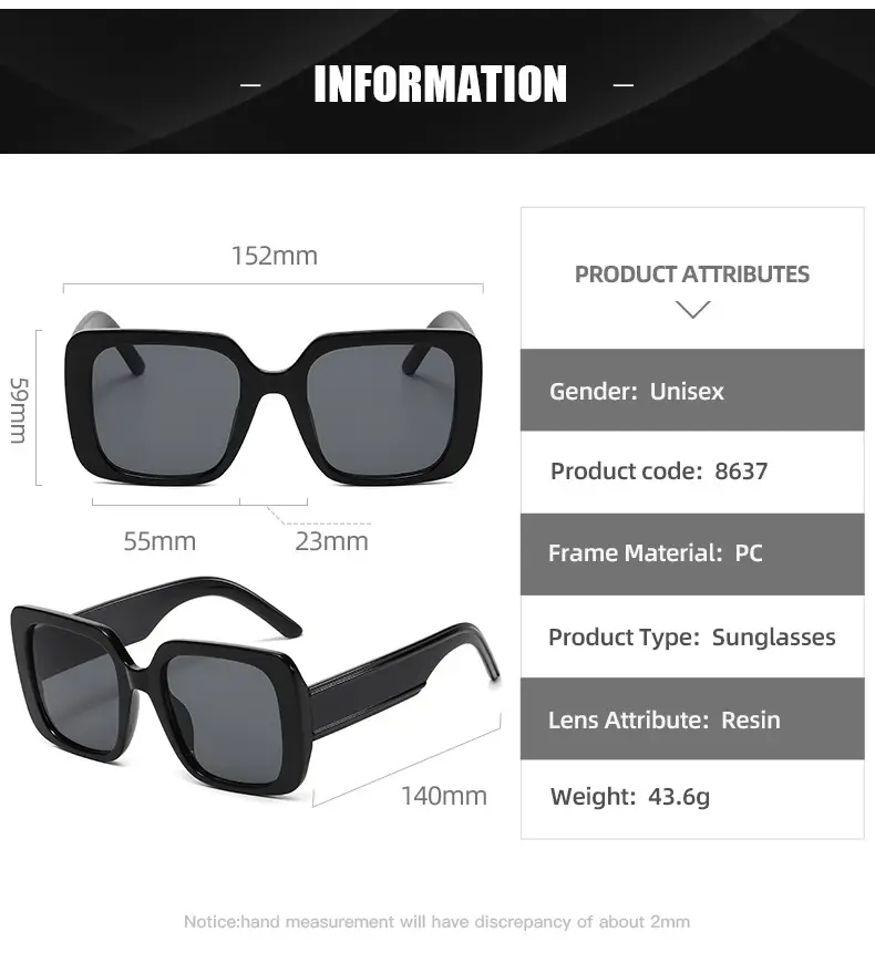 New D European & American Big Frame Square Sunglasses — feature 12
