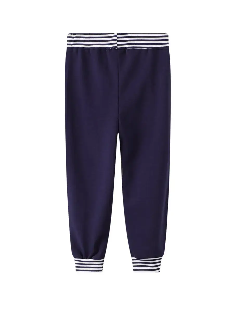 2025 Kids Cotton Pants Navy Blue Sun Cloud Rainbow
