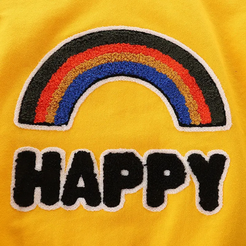 Yellow Rainbow "Happy" Long Sleeve Sweatshirt for Boys - Image 5