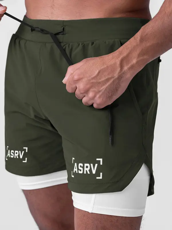 Men's Green Sports Shorts with Phone Support