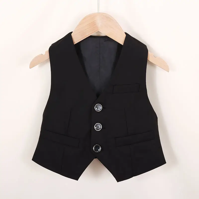 Summer Boys Vest Suit Cream Slim Fit Button Front