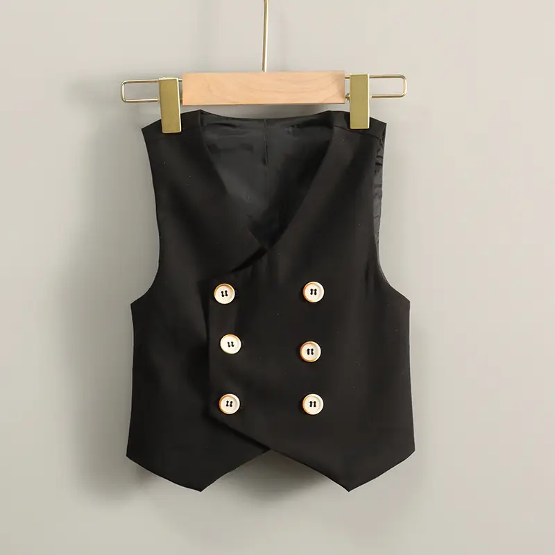 Summer Boys Vest Suit Cream Slim Fit Button Front