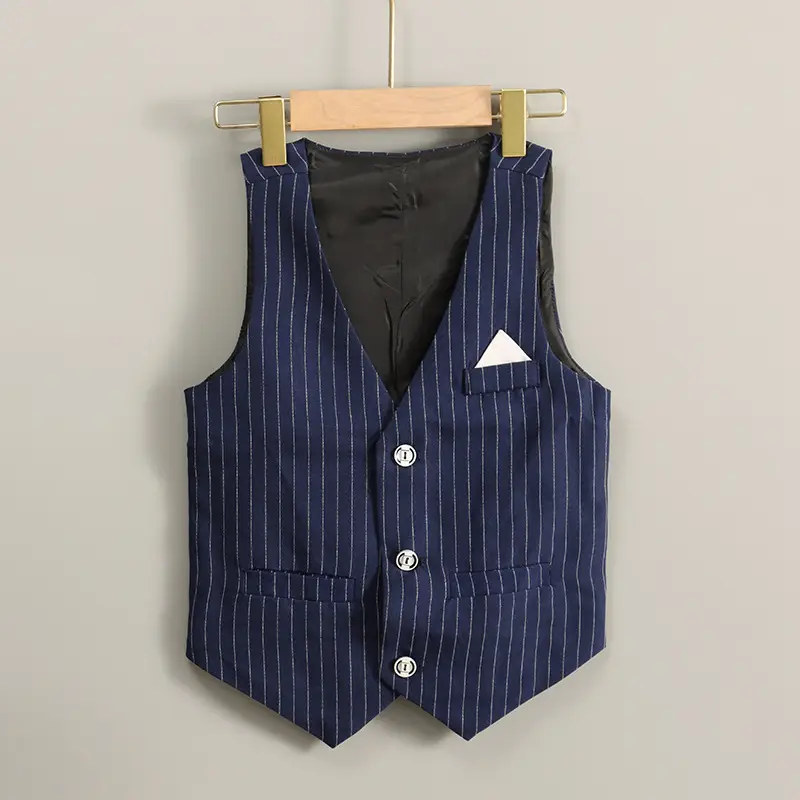 Summer Boys Vest Suit Cream Slim Fit Button Front