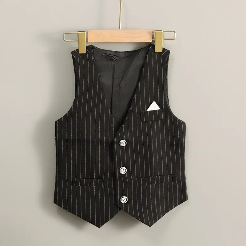 Summer Boys Vest Suit Cream Slim Fit Button Front