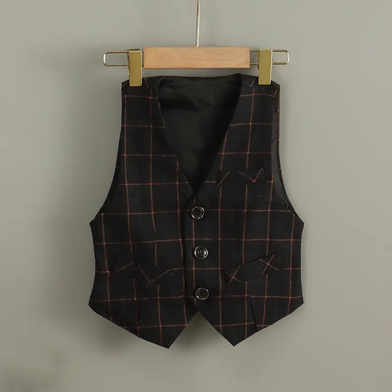 Summer Boys Vest Suit Cream Slim Fit Button Front