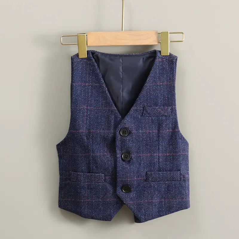 Summer Boys Vest Suit Cream Slim Fit Button Front