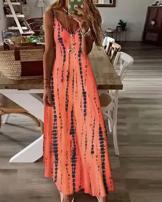 2023 Summer Tie-Dyed Printed Long Sleeve Dress